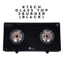KTECH GLASS TOP LPG GAS STOVE 2 BURNER - BLACK