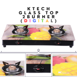 KTECH GLASS TOP LPG GAS STOVE 2 BURNER - DIGITAL