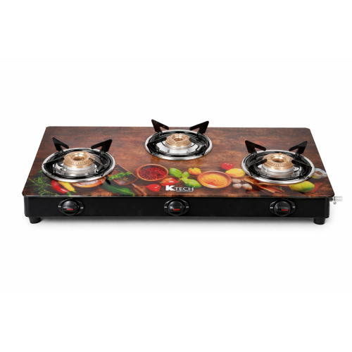KTECH GLASS TOP LPG GAS STOVE 3 BURNER - DIGITAL