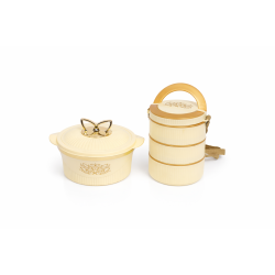 INSULATED CASSEROLE + LUNCH BOX SET - GOLD