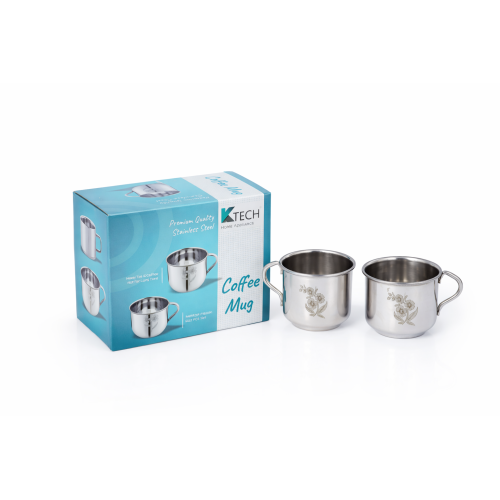 KTECH STAINLESS STEEL SINGLE WALL TEA CUP 2 PCS SET