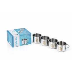 KTECH STAINLESS STEEL SINGLE WALL TEA CUP 4 PCS SET