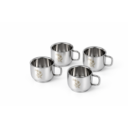 KTECH STAINLESS STEEL DOUBLE WALL TEA CUP 4 PCS SET