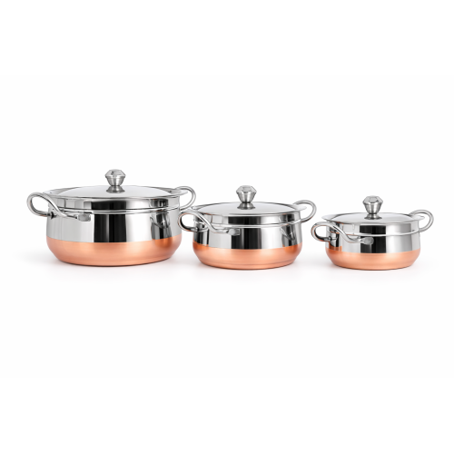 STAINLESS STEEL 3 PCS POT SET (COPPER BASE)