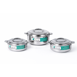 KTECH INSULATED STAINLESS STEEL 3PCS CASSEROLE GIFT SET - MEDIUM