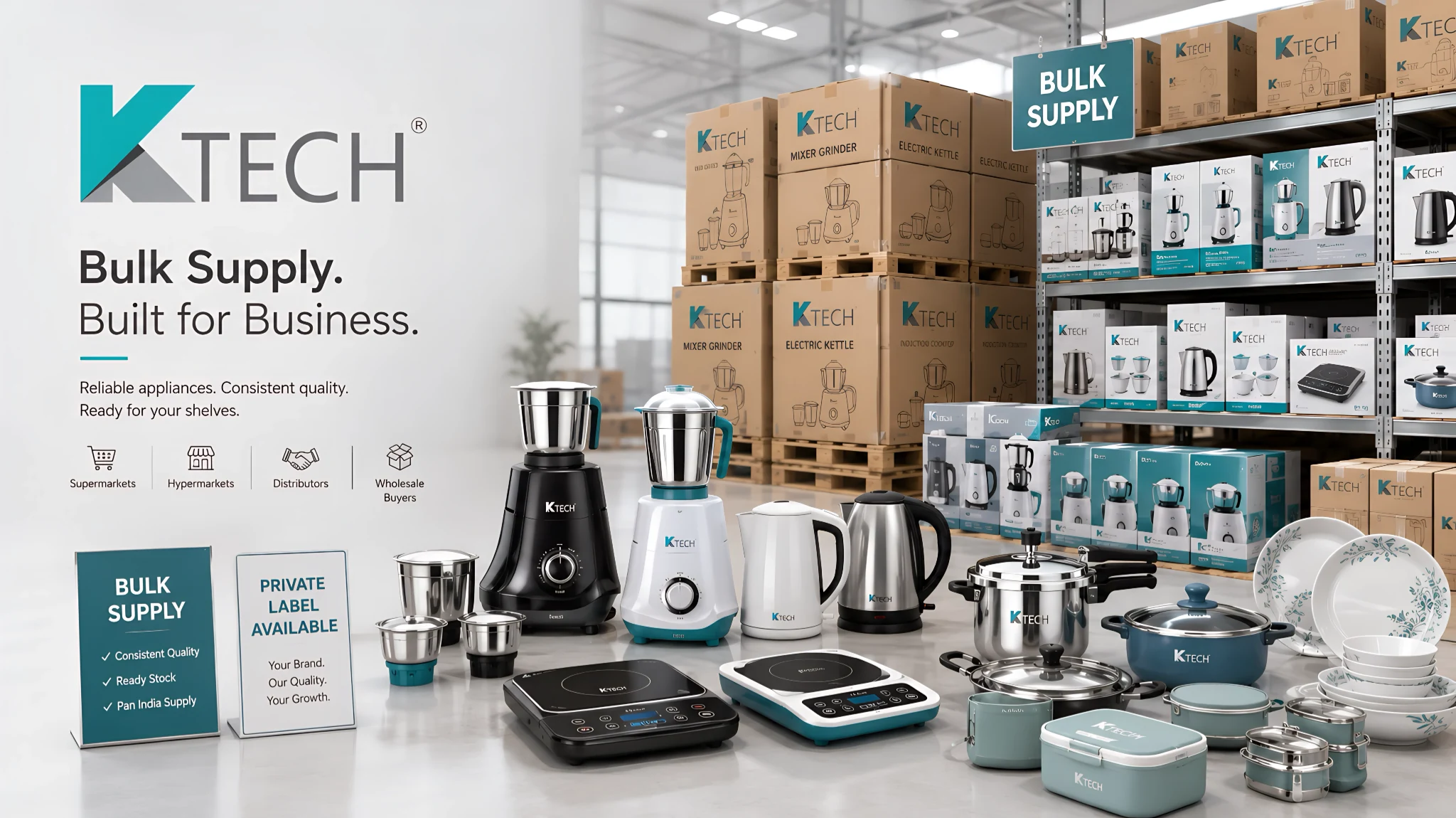 Bulk home appliance supply for supermarkets and retail chains